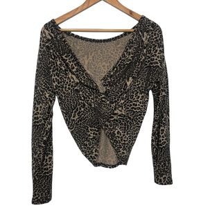 Poof New York Leopard Front Twist Top Size Large NEW